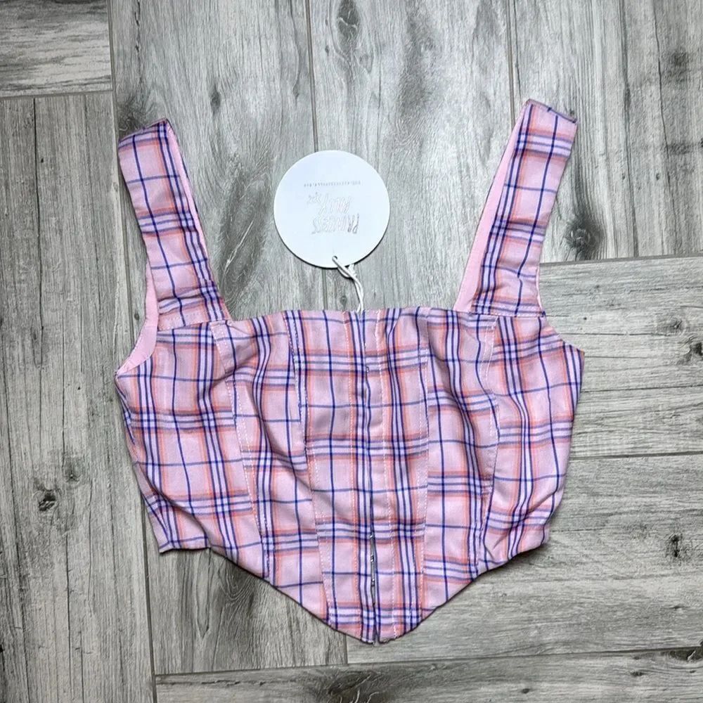 Princess Polly DAY DREAMING TOP PINK CHECK US 2